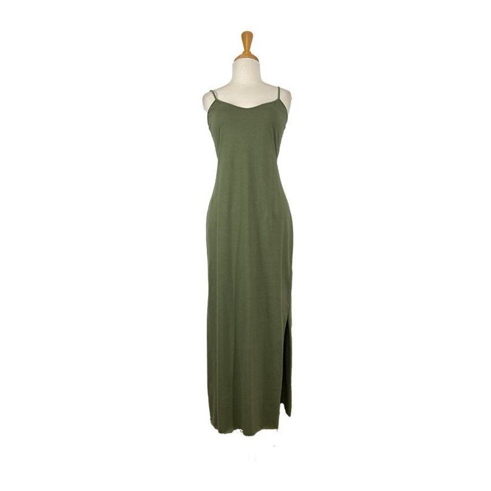 Kedziorek 40 US 8 Olive Green Slip Dress Long Cotton Jersey Art To Wear Lagenloo